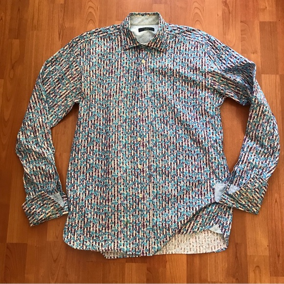 TED BAKER | Blue & Purple Button Down French Cuff L - Picture 4 of 11